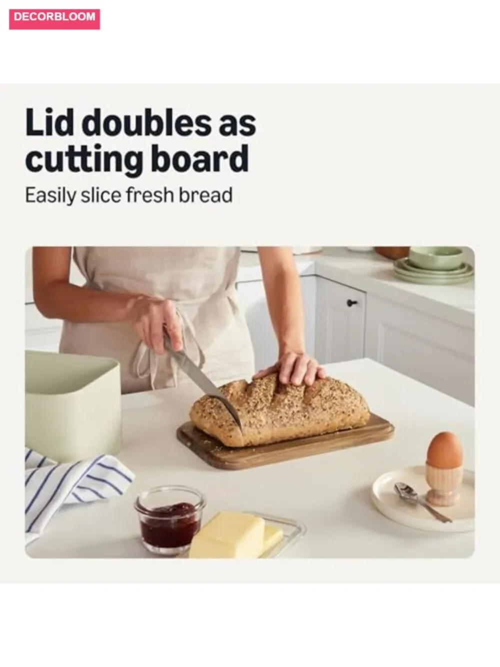 Carbon Steel Bread Box with Acacia Wood Cutting Board Lid